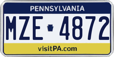 PA license plate MZE4872