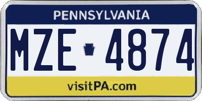 PA license plate MZE4874