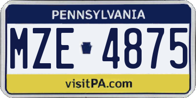 PA license plate MZE4875