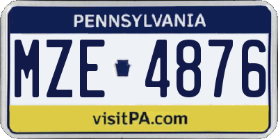 PA license plate MZE4876