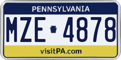 PA license plate MZE4878