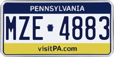 PA license plate MZE4883
