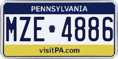 PA license plate MZE4886