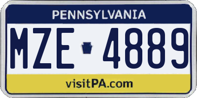 PA license plate MZE4889