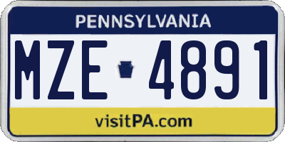 PA license plate MZE4891