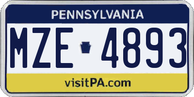 PA license plate MZE4893