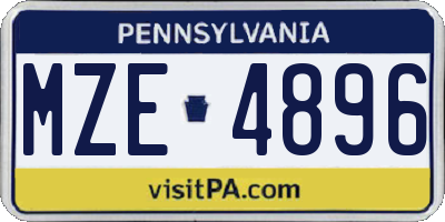PA license plate MZE4896