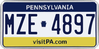 PA license plate MZE4897