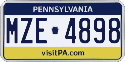 PA license plate MZE4898