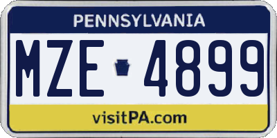 PA license plate MZE4899
