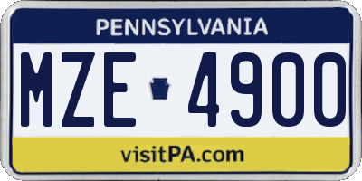 PA license plate MZE4900