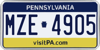 PA license plate MZE4905