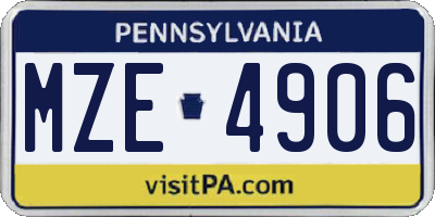 PA license plate MZE4906