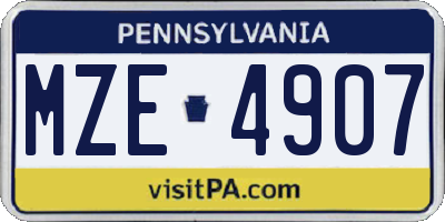 PA license plate MZE4907