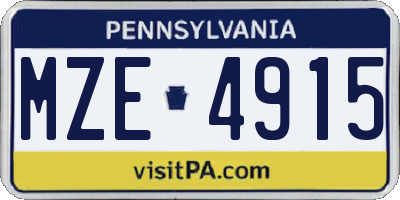 PA license plate MZE4915