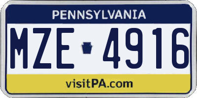 PA license plate MZE4916