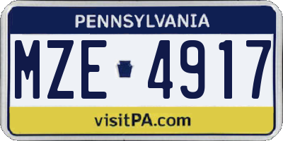 PA license plate MZE4917