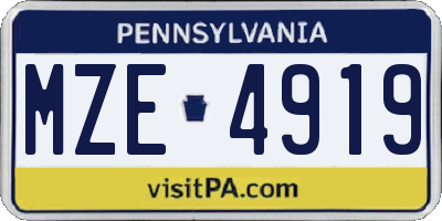 PA license plate MZE4919
