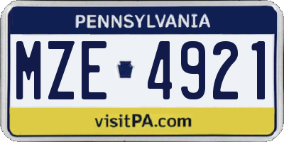 PA license plate MZE4921