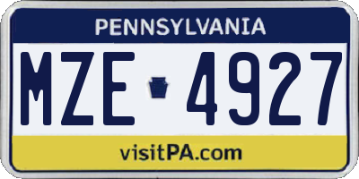 PA license plate MZE4927
