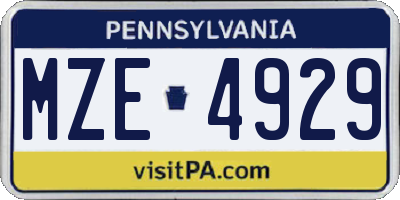 PA license plate MZE4929