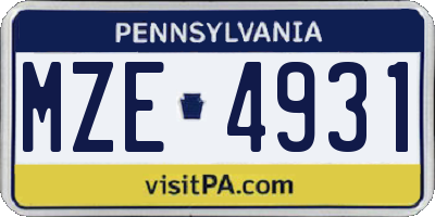 PA license plate MZE4931