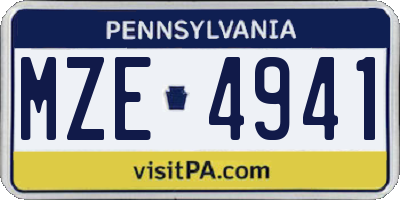 PA license plate MZE4941