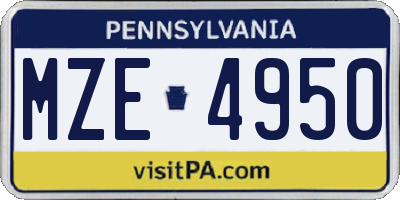 PA license plate MZE4950