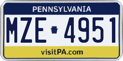 PA license plate MZE4951