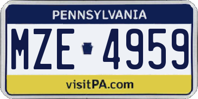PA license plate MZE4959