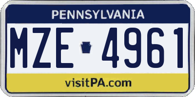 PA license plate MZE4961