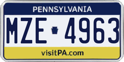 PA license plate MZE4963