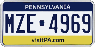 PA license plate MZE4969