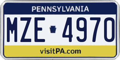 PA license plate MZE4970