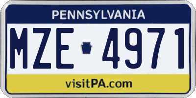 PA license plate MZE4971