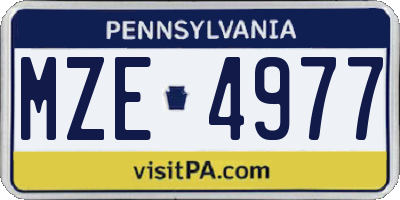 PA license plate MZE4977