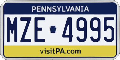 PA license plate MZE4995
