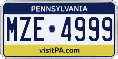 PA license plate MZE4999