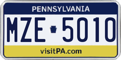 PA license plate MZE5010