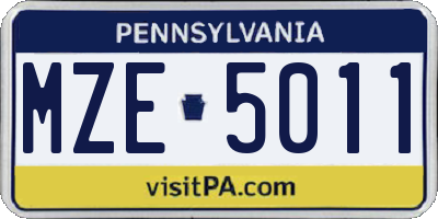 PA license plate MZE5011