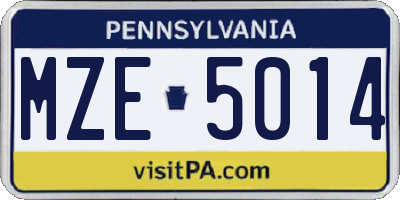 PA license plate MZE5014