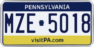 PA license plate MZE5018