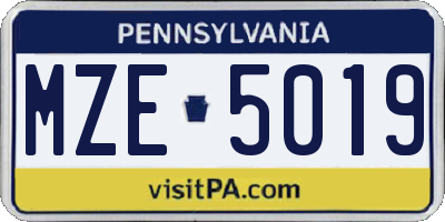 PA license plate MZE5019