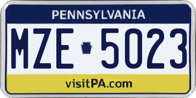 PA license plate MZE5023