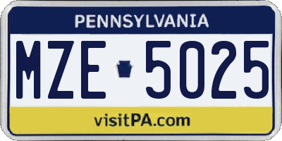 PA license plate MZE5025