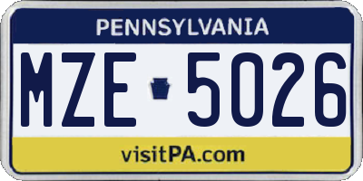 PA license plate MZE5026