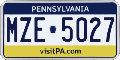 PA license plate MZE5027