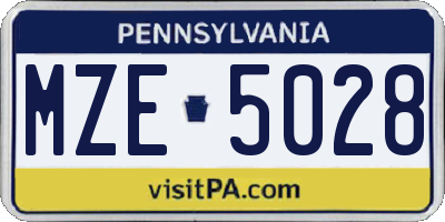 PA license plate MZE5028