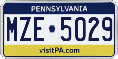 PA license plate MZE5029