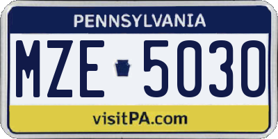PA license plate MZE5030